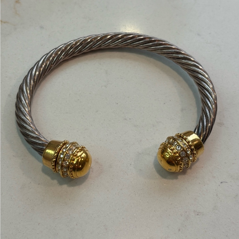 Silver and Gold Tone Cable Bracelet